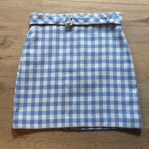 💙 Ann Taylor Gingham Belted Pencil Skirt – Light Blue & White – Size 12P 💙